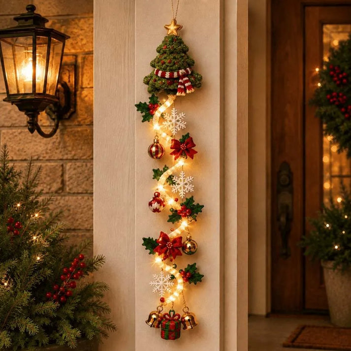 ✨Merry Cascade Glowing Christmas Door Hanger | Festive Lighted Front Door Decor