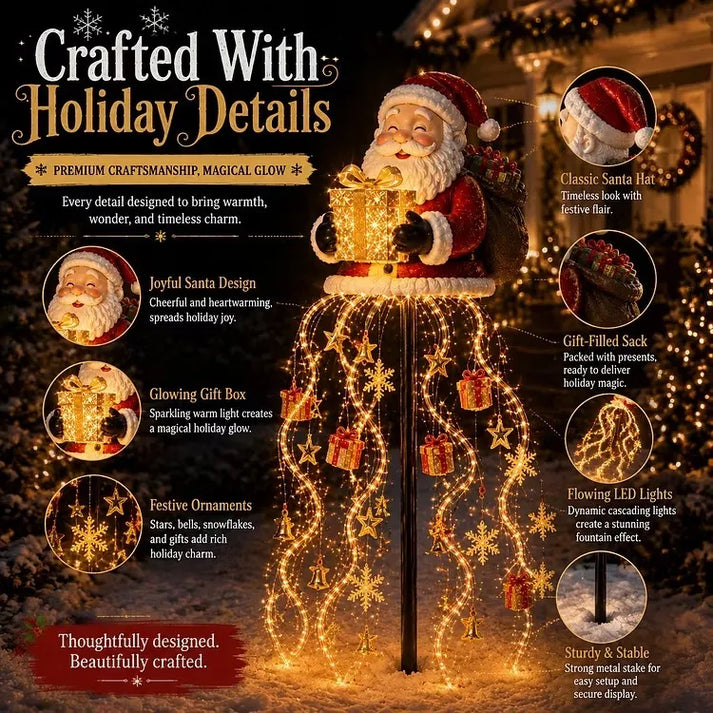 🎅✨ Santa’s Golden Gift Fountain Light 🎁🌟