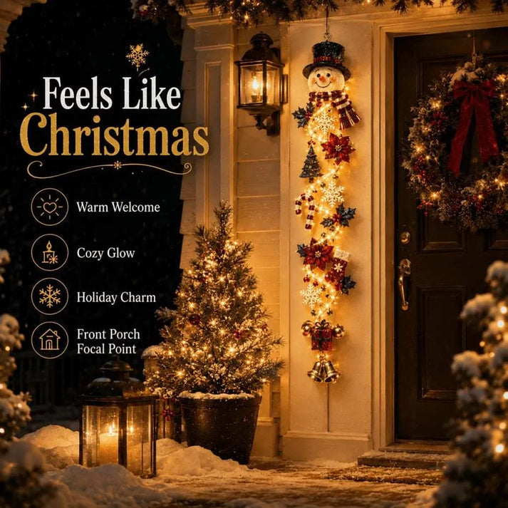 ✨Merry Cascade Glowing Christmas Door Hanger | Festive Lighted Front Door Decor