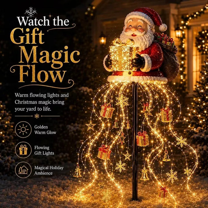 🎅✨ Santa’s Golden Gift Fountain Light 🎁🌟