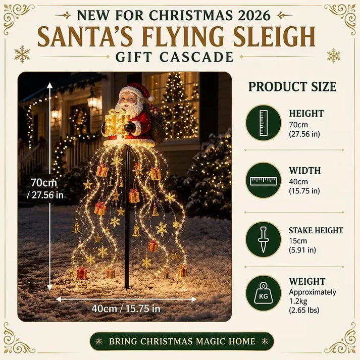 🎅✨ Santa’s Golden Gift Fountain Light 🎁🌟