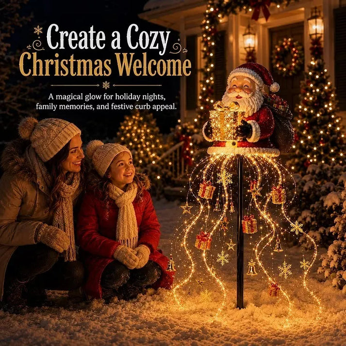 🎅✨ Santa’s Golden Gift Fountain Light 🎁🌟