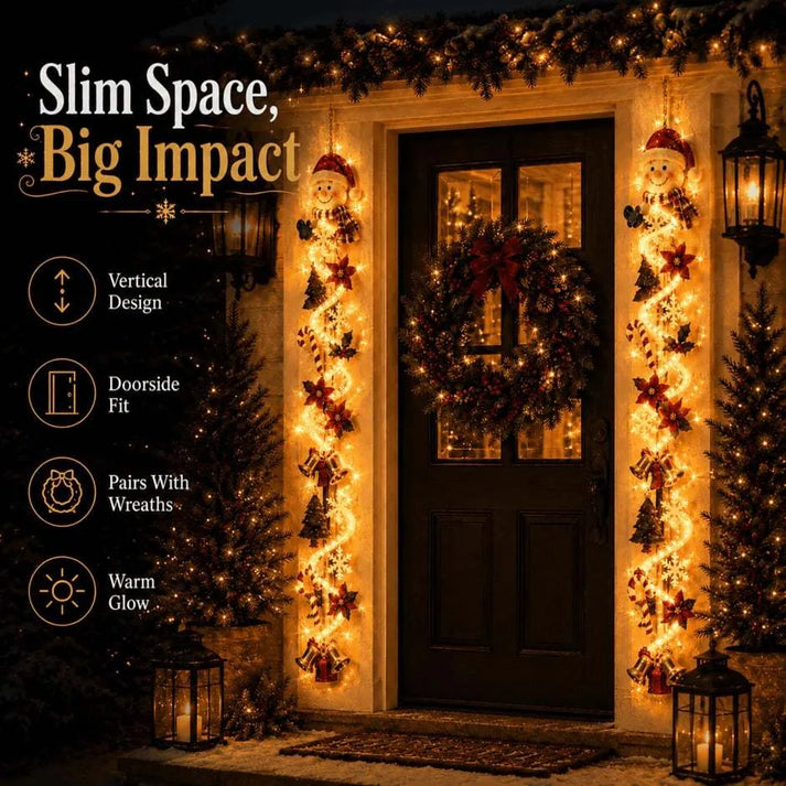 ✨Merry Cascade Glowing Christmas Door Hanger | Festive Lighted Front Door Decor